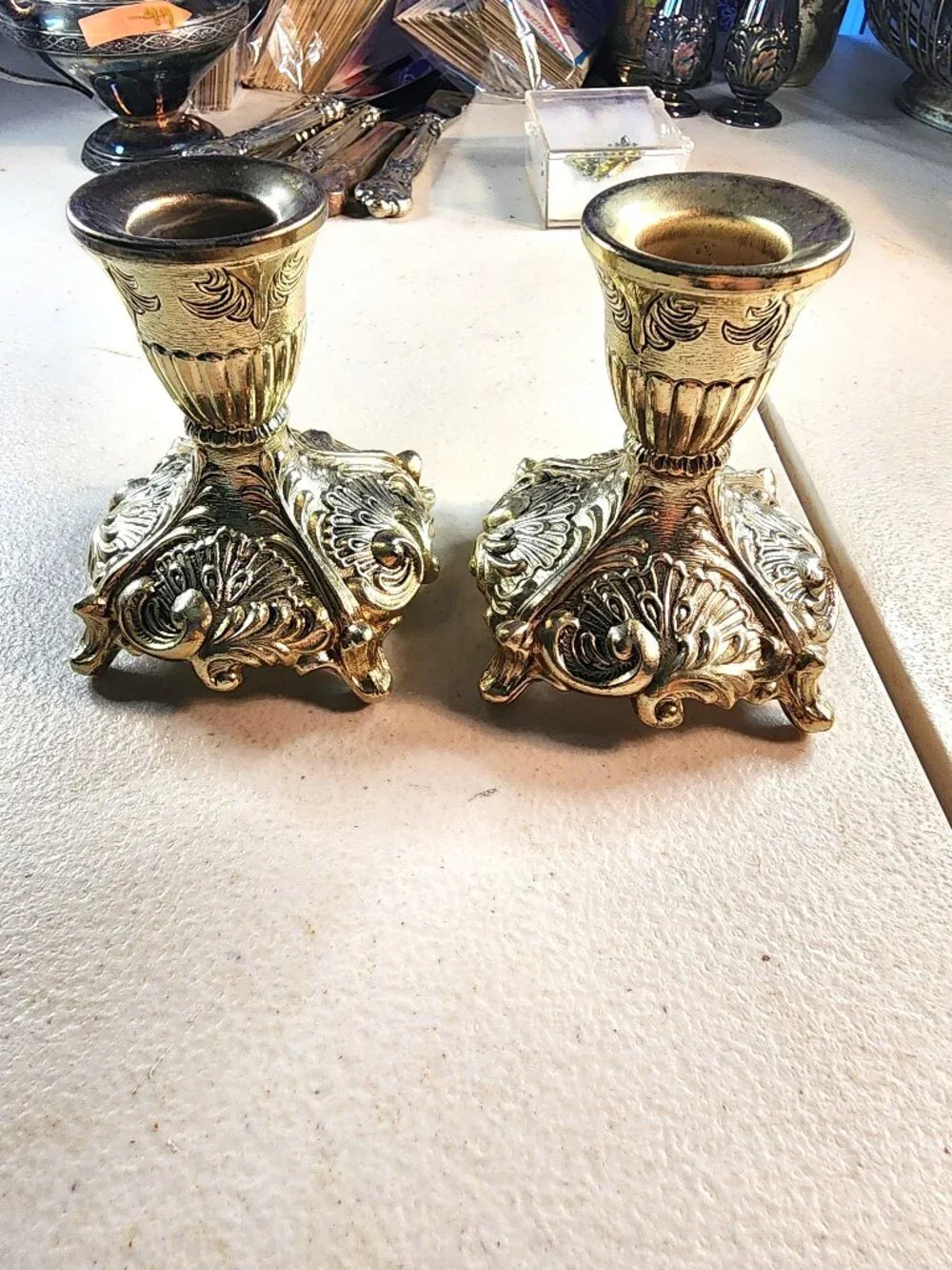 Vintage Two Silver Toned Candlesticks